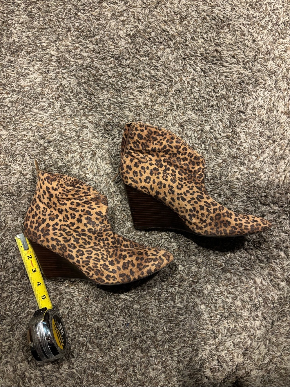 Impo Leopard-Print Wedge Ankle Boots in Tan and Black